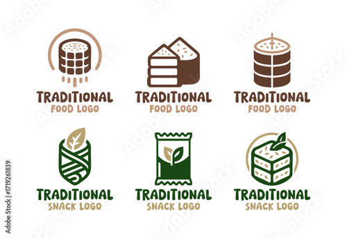 6 Traditional Food and Snack Logo Set Professional Culinary Branding Collection