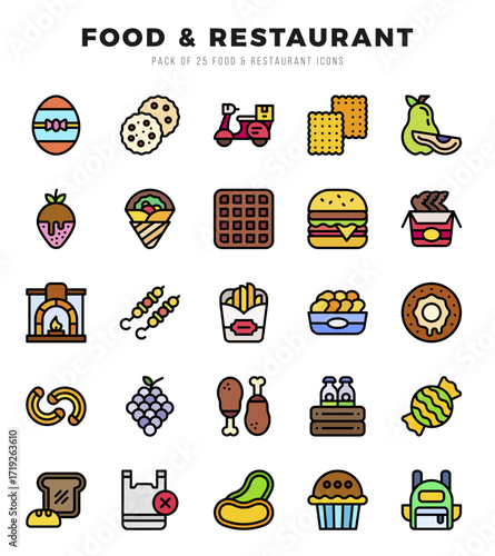 Food and Restaurant Icon Bundle 25 Icons for Websites and Apps