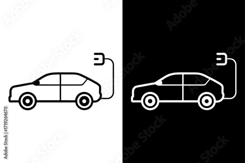 Eco-Friendly Car Charging Vector on Transparent Background.