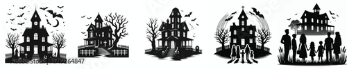 vector silhouette of haunted house halloween