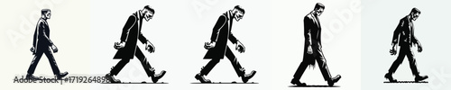 vector silhouette of frankenstein walking halloween