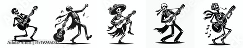 vector silhouette of a bone man singing halloween