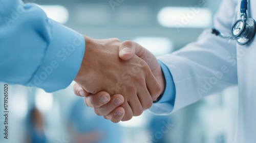 A reassuring handshake between a doctor and a colleague signifies trust and collaboration in patient care with soft