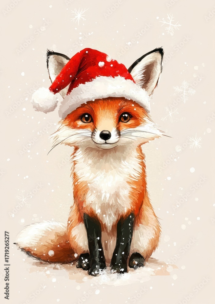 Fototapeta premium A fox costumes wearing christmas theme animal cute illustration.