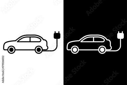 Electric Vehicle Charging PNG Isolated on White Background.