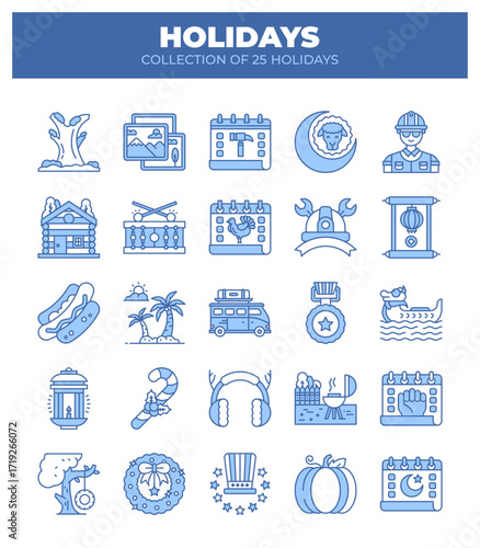 Collection of 25 Holidays. A Visual Guide to Festive Traditions