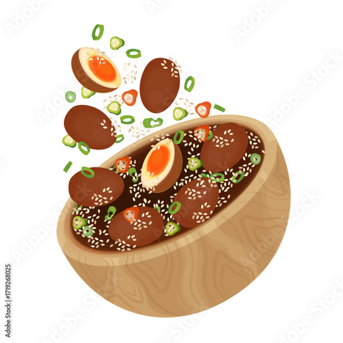 Vector Illustration Logo Clipart Levitation Mayak gyeran or Korean Soy Marinated Eggs
