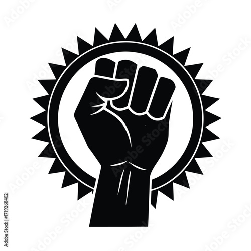 Powerful Raised Fist Silhouette Icon