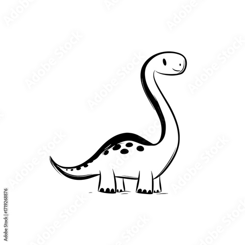 Apatosaurus. Apatosaurus simple black and white line art vector logo