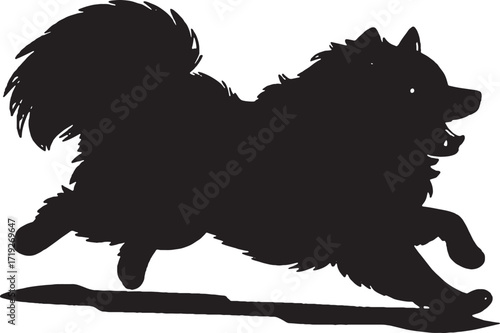 Silhouette of a Cat Reaching for a Fish Vector Illustration Graphic