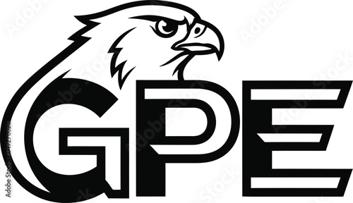 Gpe logo featuring a fierce eagle head and bold letters