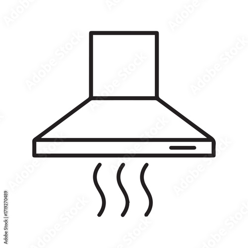 Kitchen Range Hood Line Icon. Cooker Extractor Fan Vector Illustration. Simple Outline Symbol for Kitchen Appliance and Ventilation.