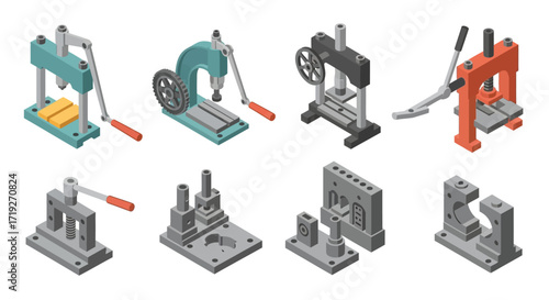 Collection of different types of metalworking presses.