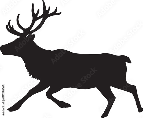 Silhouette of a dog with a leg extended on white background