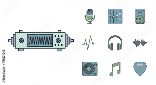 Collection of Music and Audio Equipment Icons.