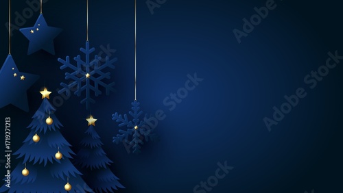 Navy christmas background. Dark greeting card template