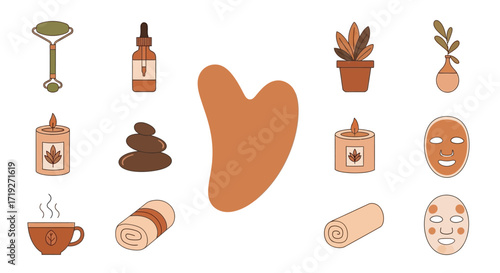 Illustrated Collection of Self Care and Beauty Ritual Accessories.