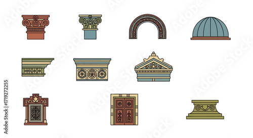 various architectural elements.