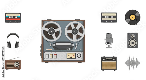 vintage audio equipment collection.