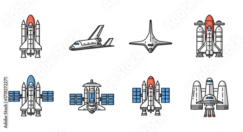 various spacecrafts and rockets.