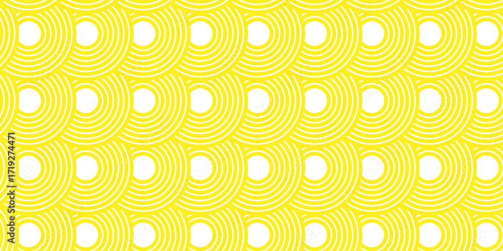 Fototapeta premium seamless background with yellow circles overlapping fabric textile clothing ornament overlap repeating creative design.
