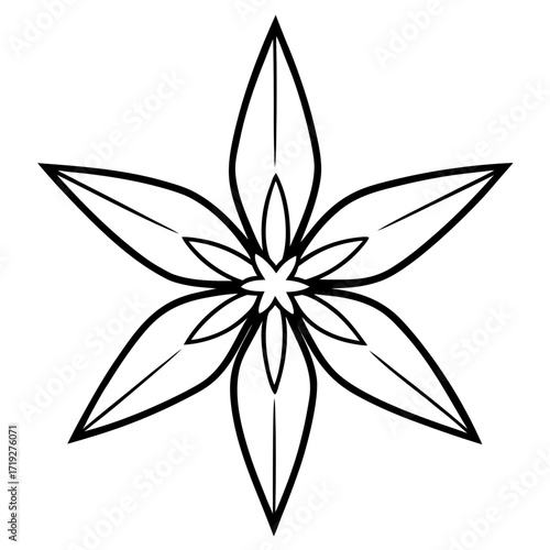 Minimalist Star of Bethlehem Line Art Vector Illustration on White Background