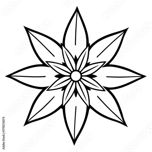 Minimalist Star of Bethlehem Line Art Vector Illustration on White Background