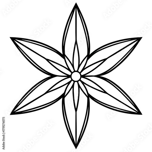 Minimalist Star of Bethlehem Line Art Vector Illustration on White Background