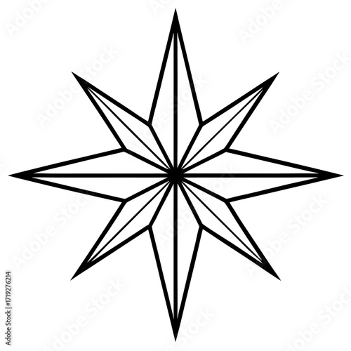 Minimalist Star of Bethlehem Line Art Vector Illustration on White Background