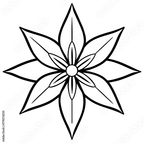 Minimalist Star of Bethlehem Line Art Vector Illustration on White Background