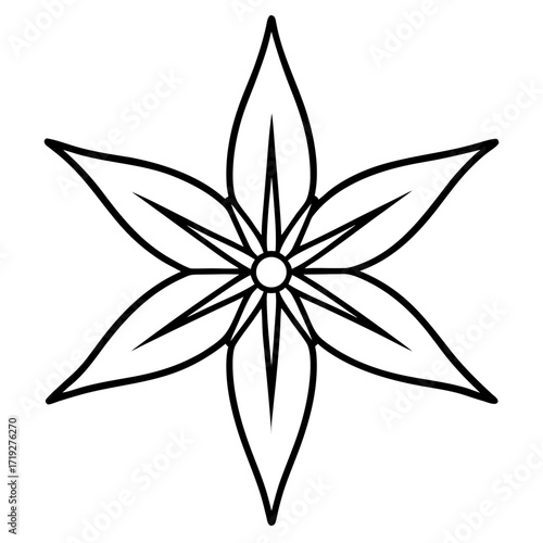 Minimalist Star of Bethlehem Line Art Vector Illustration on White Background