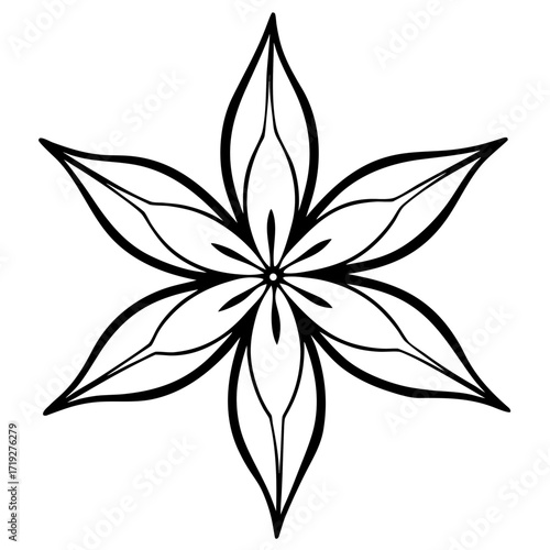 Minimalist Star of Bethlehem Line Art Vector Illustration on White Background