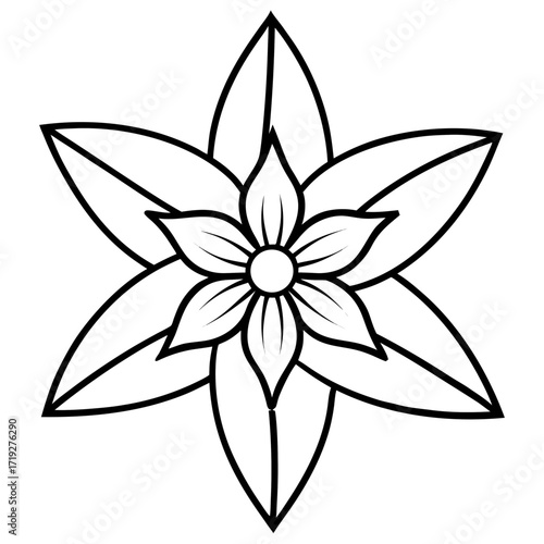 Minimalist Star of Bethlehem Line Art Vector Illustration on White Background