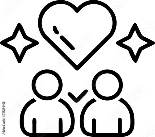 loyal customers signs vector outline icon on white or transparent background. branding or advertising or company outline icons. Printable sticker.