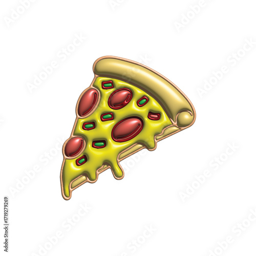 A tempting slice of pizza with melting cheese illustration on a white backdrop