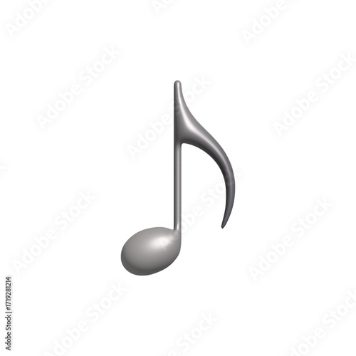 Music Note Icon Silver Musical Symbol for Design and Creative Projects