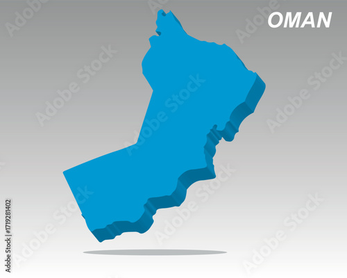 Modern 3D isometric vector map of Oman. This stylish template is ideal for business presentations, data visualization, global reports, and geography projects