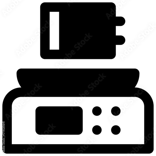 Blood collection mixer. Outlined stroke vector icon with black-filled details.