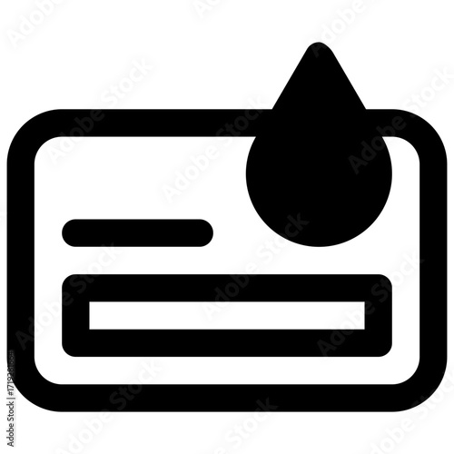 Blood donor ID. Outlined stroke vector icon with black-filled details.