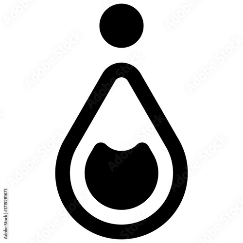 Blood drop. Outlined stroke vector icon with black-filled details.