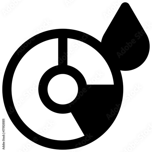 Statistics. Outlined stroke vector icon with black-filled details.