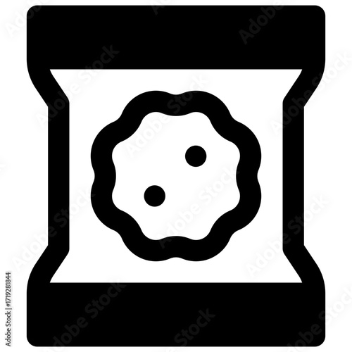 Snack. Outlined stroke vector icon with black-filled details.