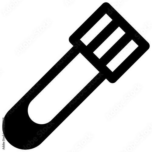 Test tube. Outlined stroke vector icon with black-filled details.