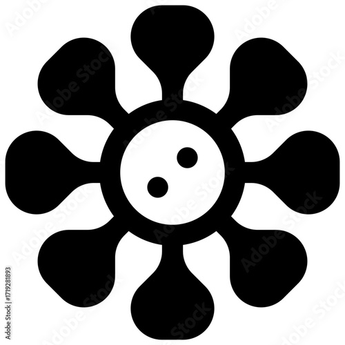 Virus. Outlined stroke vector icon with black-filled details.