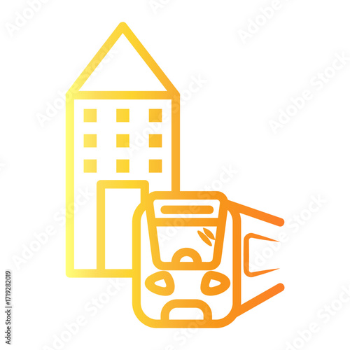building Line Gradient Icon
