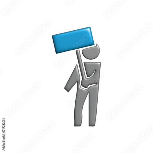 Symbolic Silhouette Protesting Figure Holding a Sign
