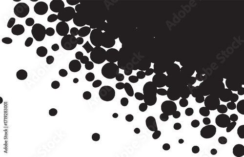 Abstract black dots scattered across a white plane minimalist design