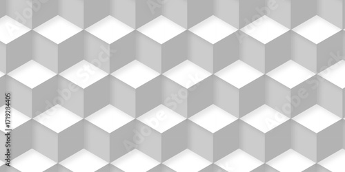 Abstract square white cubic square shape backdrop texture. cube geometric wall and floor vector diamond hexagon triangle wallpaper background.	