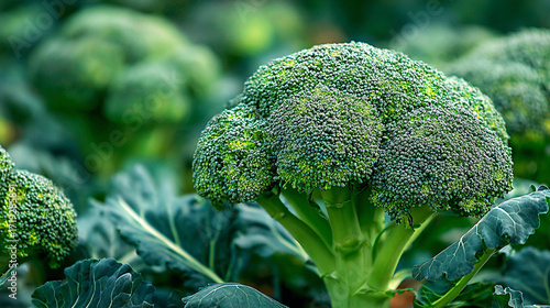 Wallpaper Mural Fresh green broccoli heads growing in a lush garden. The vibrant green color indicates healthy vegetables ready for harvest. Torontodigital.ca