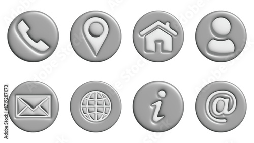Contact Information Icons Set Phone, Location, Home, User, Email, Globe, Info, and Email Symbol